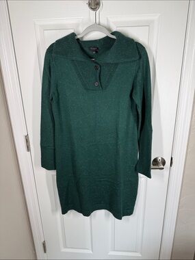 Talbots green speckled knit sweater dress size small